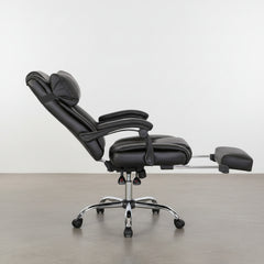 SILLA OFICINA RECLINABLE CON REPOSAPIES EXTRAIBLE TAPIZADA POLIPIEL NEGRA SAMANTA