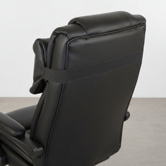 SILLA OFICINA RECLINABLE CON REPOSAPIES EXTRAIBLE TAPIZADA POLIPIEL NEGRA SAMANTA