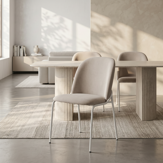 PACK 2 SILLAS DE COMEDOR EN TELA BEIGE Y PATAS METALICAS IVET