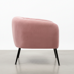 CADEIRÃO EM TECIDO VELUDO ROSA E PÉS METAL TAMESIS