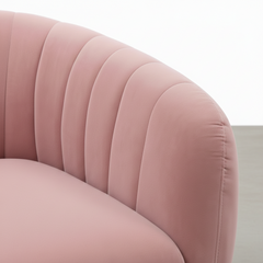 CADEIRÃO EM TECIDO VELUDO ROSA E PÉS METAL TAMESIS