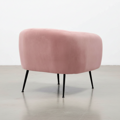 CADEIRÃO EM TECIDO VELUDO ROSA E PÉS METAL TAMESIS