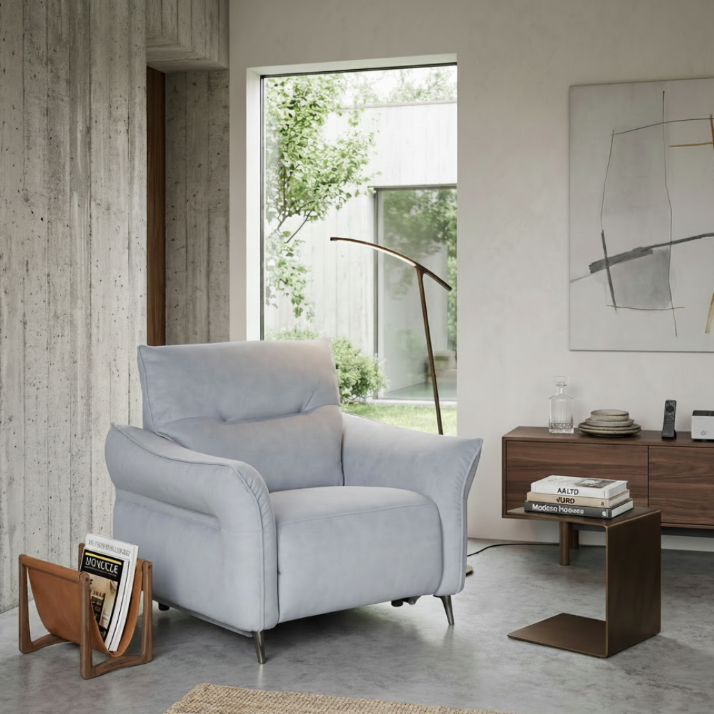 SILLON CON RELAX EN TELA GRIS VENTURA