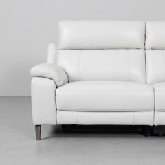 SOFÁ CHAISE LONGUE COM RELAX 3 LUGARES EM PELE CINZENTA SARA