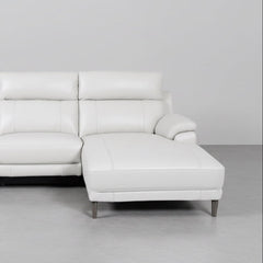 SOFÁ CHAISE LONGUE COM RELAX 3 LUGARES EM PELE CINZENTA SARA