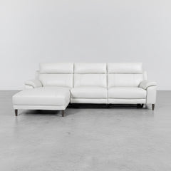 SOFÁ CHAISE LONGUE COM RELAX 3 LUGARES EM PELE CINZENTA SARA