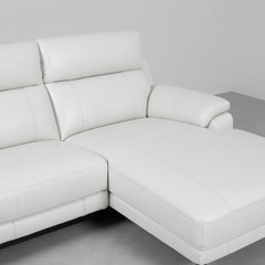 SOFÁ CHAISE LONGUE COM RELAX 3 LUGARES EM PELE CINZENTA SARA