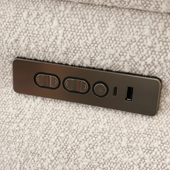 SOFÁ CHAISE LONGUE ELÉTRICO DE 3 LUGARES TECIDO BOUCLÉ KAITO