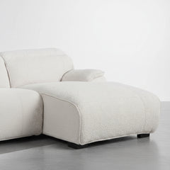 SOFÁ CHAISE LONGUE ELÉTRICO DE 3 LUGARES TECIDO BOUCLÉ KAITO