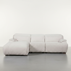 SOFÁ CHAISE LONGUE ELÉTRICO DE 3 LUGARES TECIDO BOUCLÉ KAITO