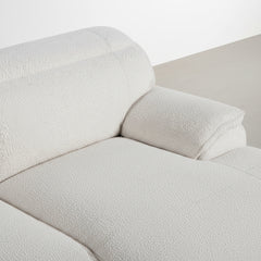 SOFÁ CHAISE LONGUE ELÉTRICO DE 3 LUGARES TECIDO BOUCLÉ KAITO