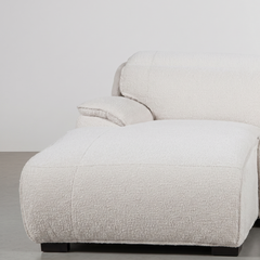 SOFÁ CHAISE LONGUE ELÉTRICO DE 3 LUGARES TECIDO BOUCLÉ KAITO