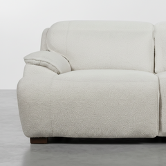 SOFÁ CHAISE LONGUE ELÉTRICO DE 3 LUGARES TECIDO BOUCLÉ KAITO