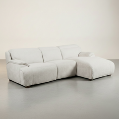 SOFA CHAISE LONGUE ELECTRICO DE 3 PLAZAS TELA BOUCLE KAITO