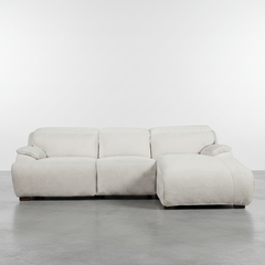 SOFA CHAISE LONGUE ELECTRICO DE 3 PLAZAS TELA BOUCLE KAITO