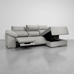 SOFA CHAISE LONGUE MOTORIZADO 3 PLAZAS EN TELA MOZART BOLT