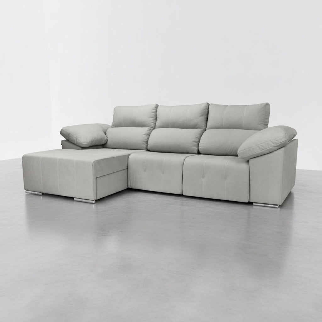 SOFA CHAISE LONGUE MOTORIZADO 3 PLAZAS EN TELA MOZART BOLT