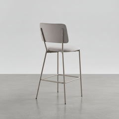 PACK 4 TABURETES ALTOS EN TELA GRIS Y PATAS METALICAS TED