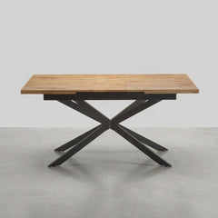 MESA DE COMEDOR EXTENSIBLE RECTANGULAR 140/180 x 90 cm EN HAYA Y PATAS METAL EMMET