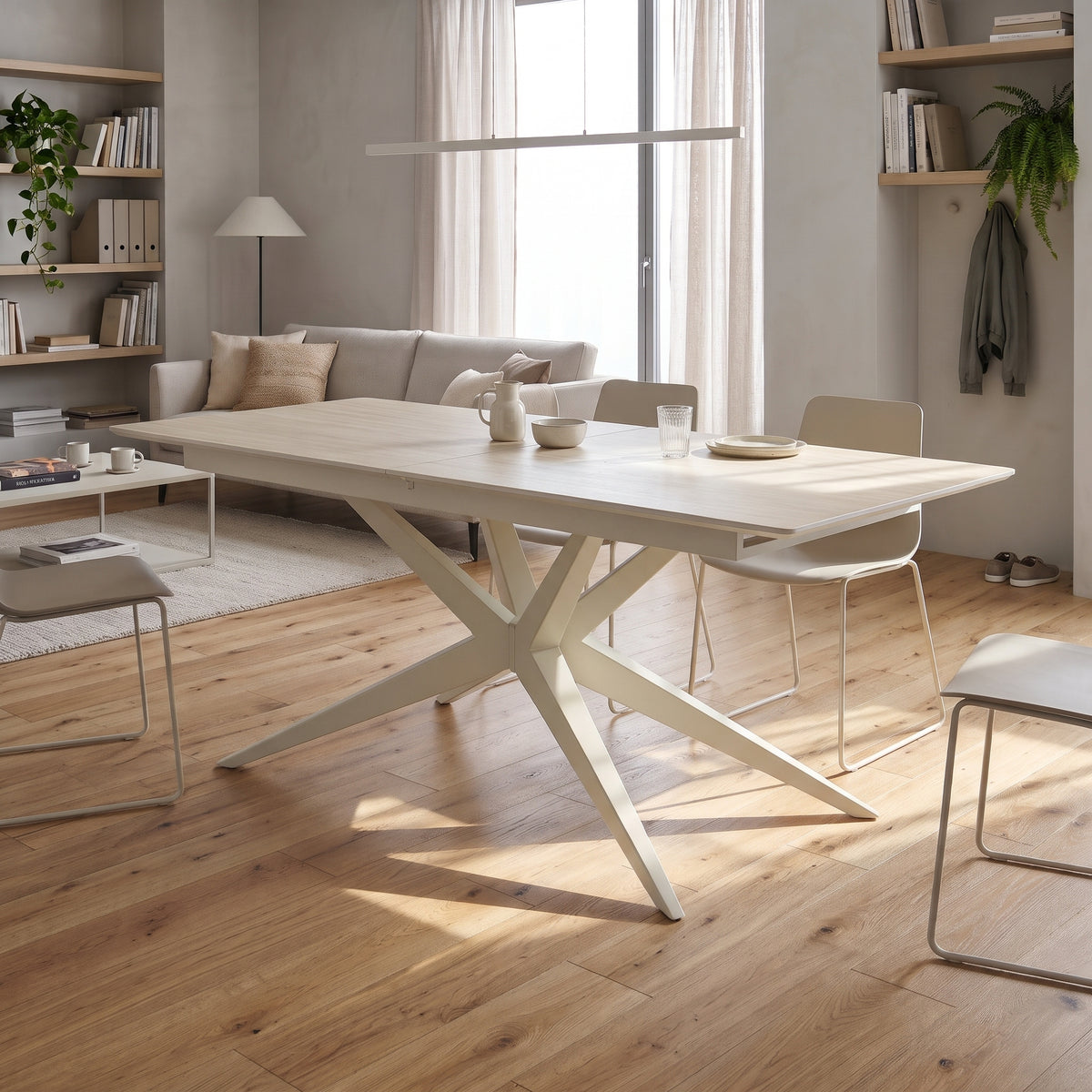 MESA DE JANTAR RETANGULAR 160x90 cm EM FAIA E AÇO EMMET