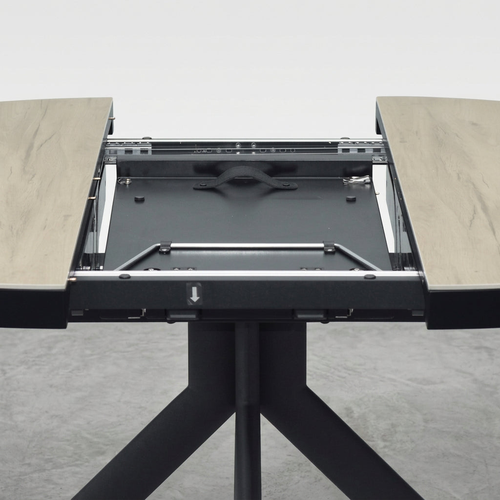 MESA DE JANTAR REDONDA EXTENSÍVEL EM CARVALHO ELENA (Ø120 Cm)