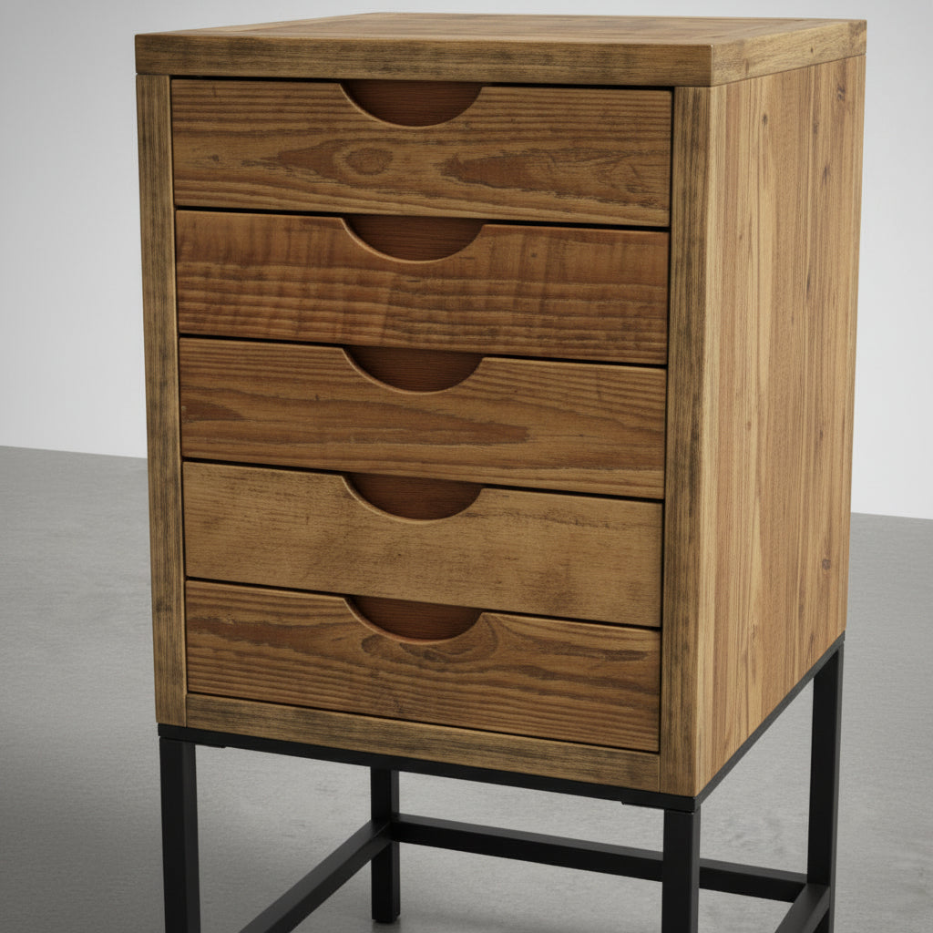 CAJONERA CUADRADA 78x36 Cm EN MADERA DE ABETO CON CAJONES INDIGO